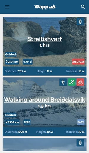 Islandia aplikacje trekking