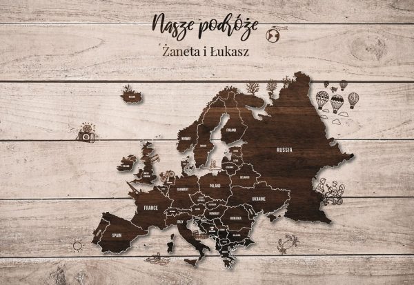 drewniana mapa Europy